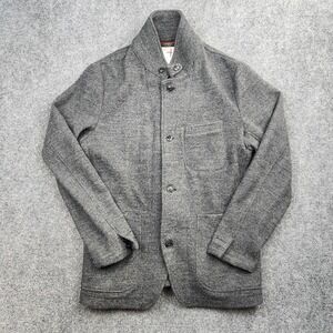 Relwen Jacket Mens Large Gray Wool Blend Tweed Military Button Front Casual